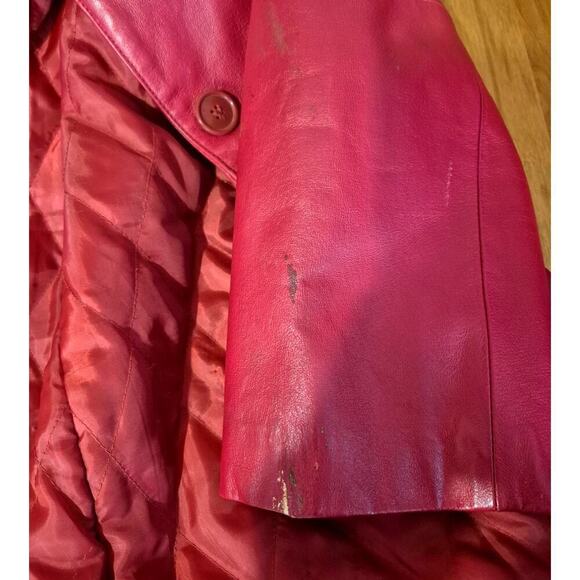 Vintage Genuine Red Leather Venezia trench coat womens size‎ 14W plus size - Picture 5 of 5